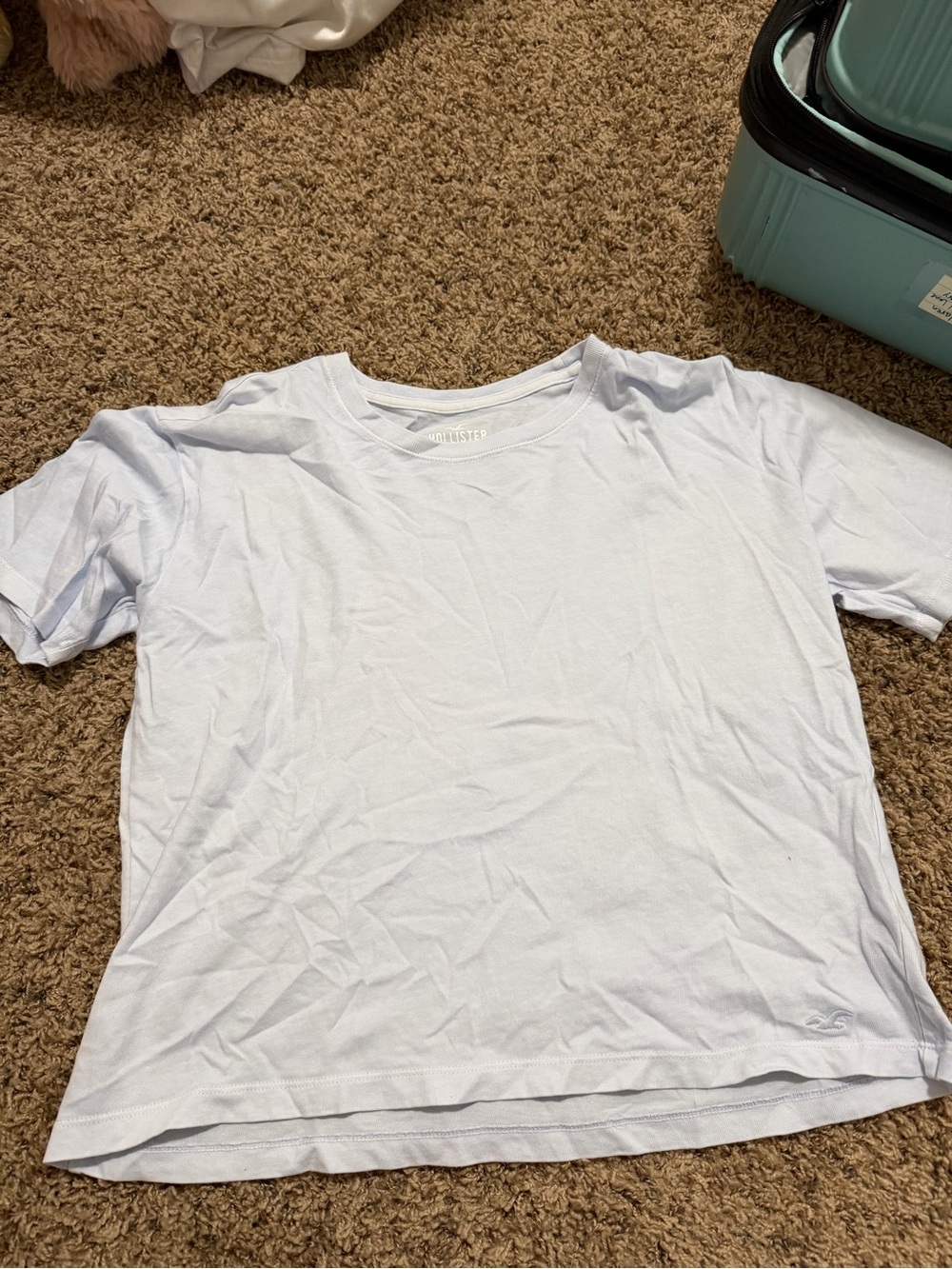Hollister Light Blue Cropped Tee Shirt